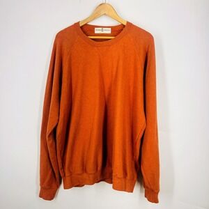 Fairway & Greene Mens Raglan Crew Neck Sweatshirt Burnt Orange V-Stitch XL